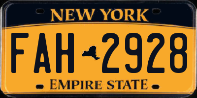 NY license plate FAH2928