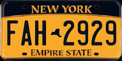 NY license plate FAH2929