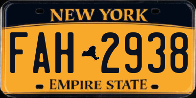 NY license plate FAH2938