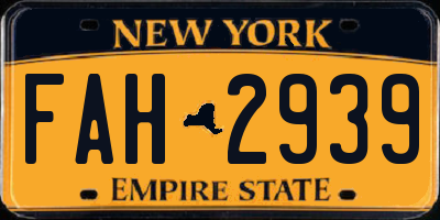 NY license plate FAH2939