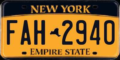 NY license plate FAH2940