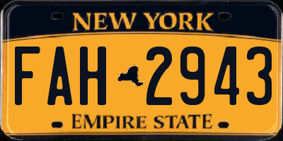 NY license plate FAH2943