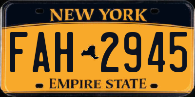 NY license plate FAH2945