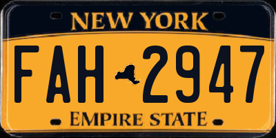 NY license plate FAH2947