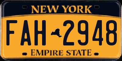 NY license plate FAH2948