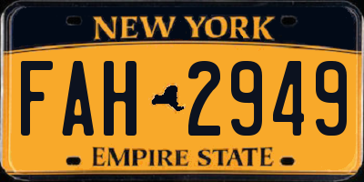 NY license plate FAH2949