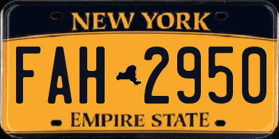 NY license plate FAH2950