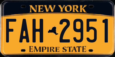 NY license plate FAH2951