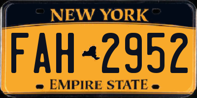 NY license plate FAH2952