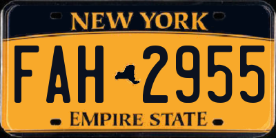 NY license plate FAH2955