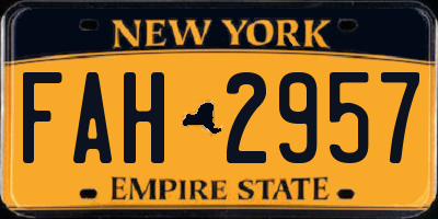 NY license plate FAH2957