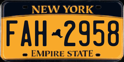 NY license plate FAH2958