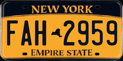 NY license plate FAH2959