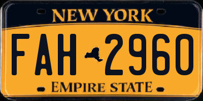 NY license plate FAH2960