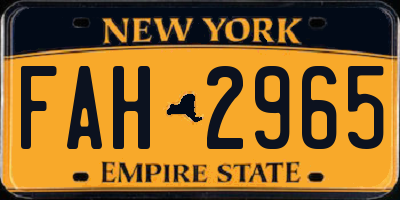 NY license plate FAH2965