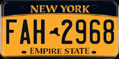 NY license plate FAH2968