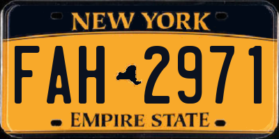 NY license plate FAH2971