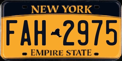 NY license plate FAH2975