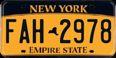 NY license plate FAH2978