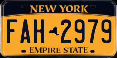 NY license plate FAH2979