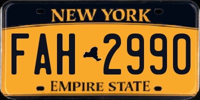 NY license plate FAH2990