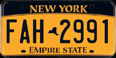 NY license plate FAH2991