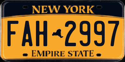 NY license plate FAH2997