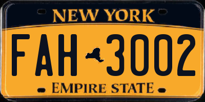 NY license plate FAH3002