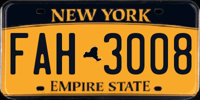 NY license plate FAH3008