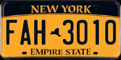 NY license plate FAH3010