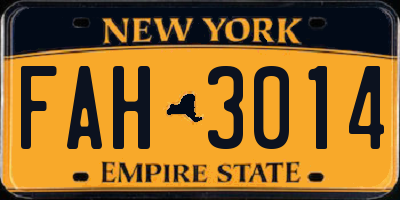 NY license plate FAH3014