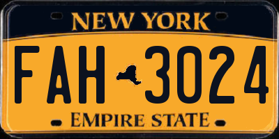 NY license plate FAH3024
