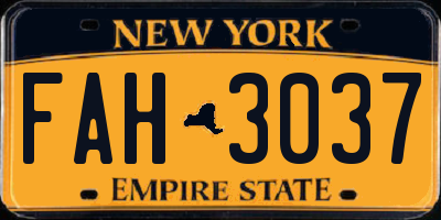 NY license plate FAH3037