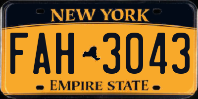 NY license plate FAH3043