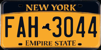 NY license plate FAH3044