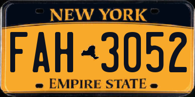 NY license plate FAH3052