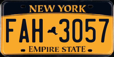 NY license plate FAH3057
