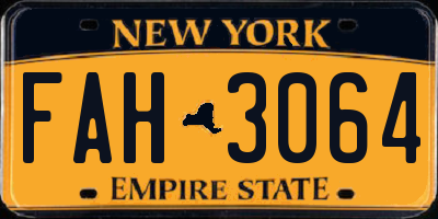 NY license plate FAH3064