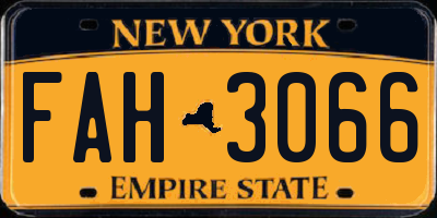 NY license plate FAH3066