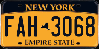 NY license plate FAH3068