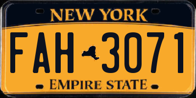 NY license plate FAH3071