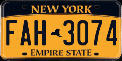 NY license plate FAH3074