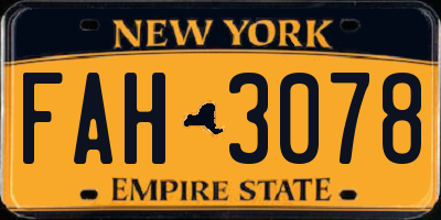 NY license plate FAH3078