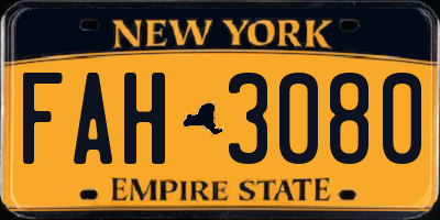NY license plate FAH3080