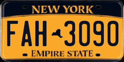 NY license plate FAH3090