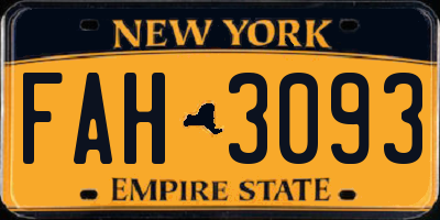 NY license plate FAH3093