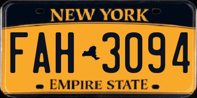 NY license plate FAH3094