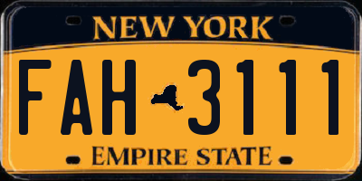 NY license plate FAH3111