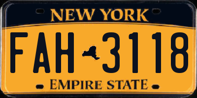 NY license plate FAH3118