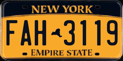 NY license plate FAH3119